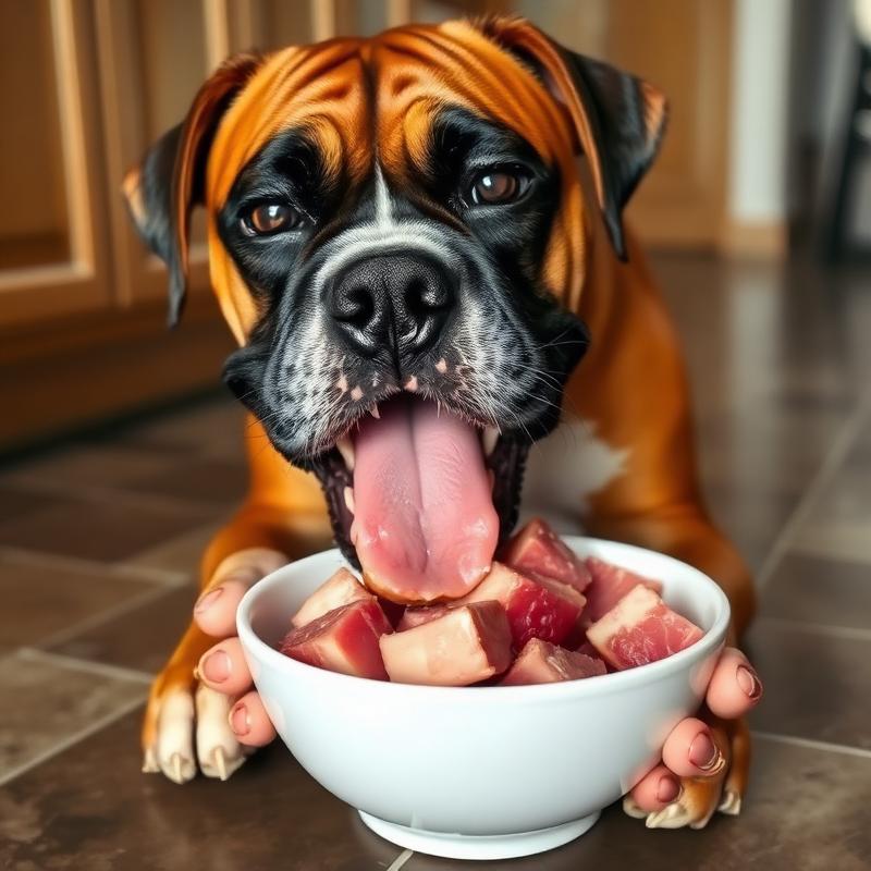 Simba, Airių seteris, valgo Petto